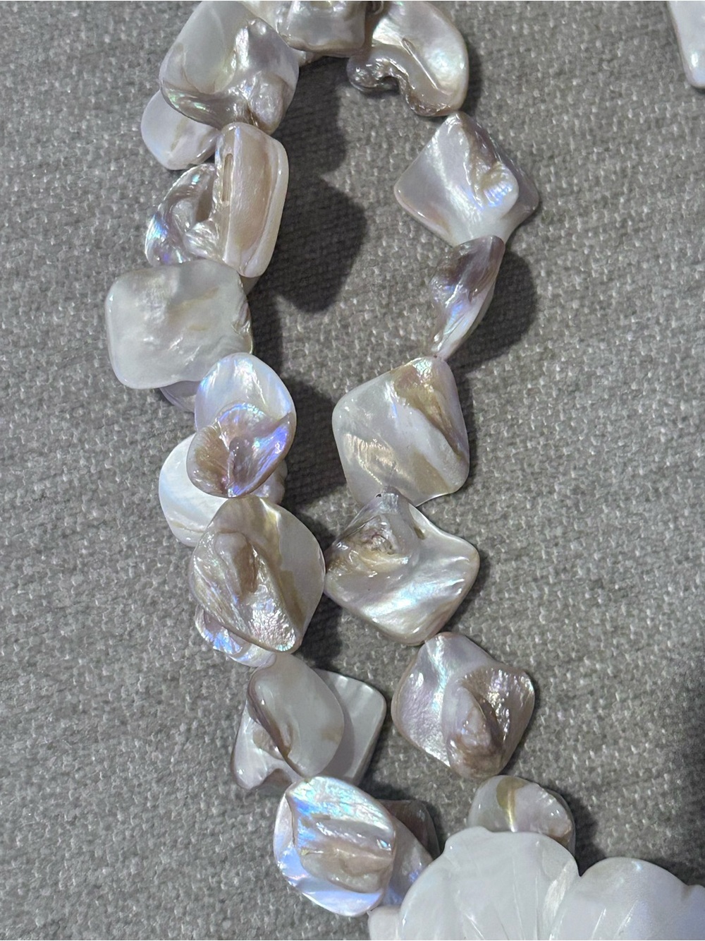 Mother of Pearl Shell Flower Statement Necklace Beach Coastal Boho - Picture 3 of 4